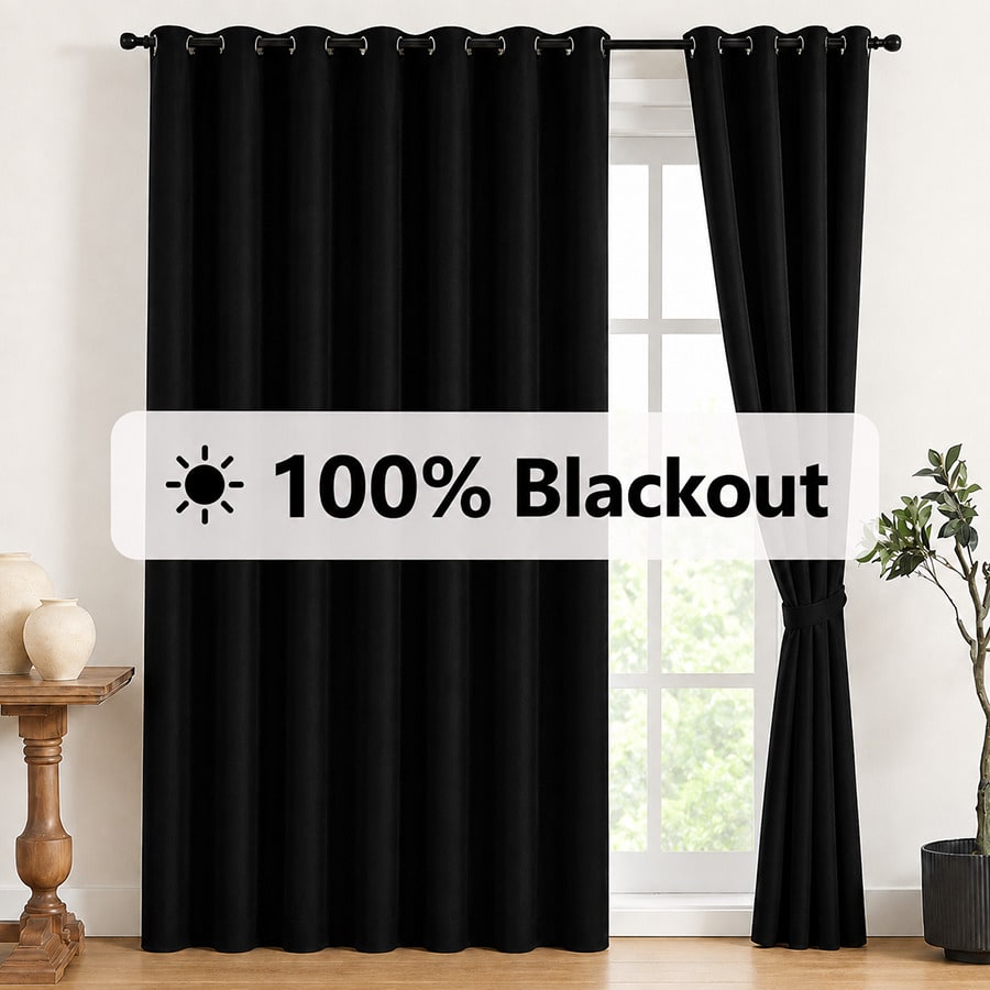 Lighting Decoration Ideas - 遮光断熱カーテン2枚セット。アイレット付きで、100％の遮光効果があり、寝室やリビング、家の装飾に最適な、断熱裏地付きの窓用カーテンです。