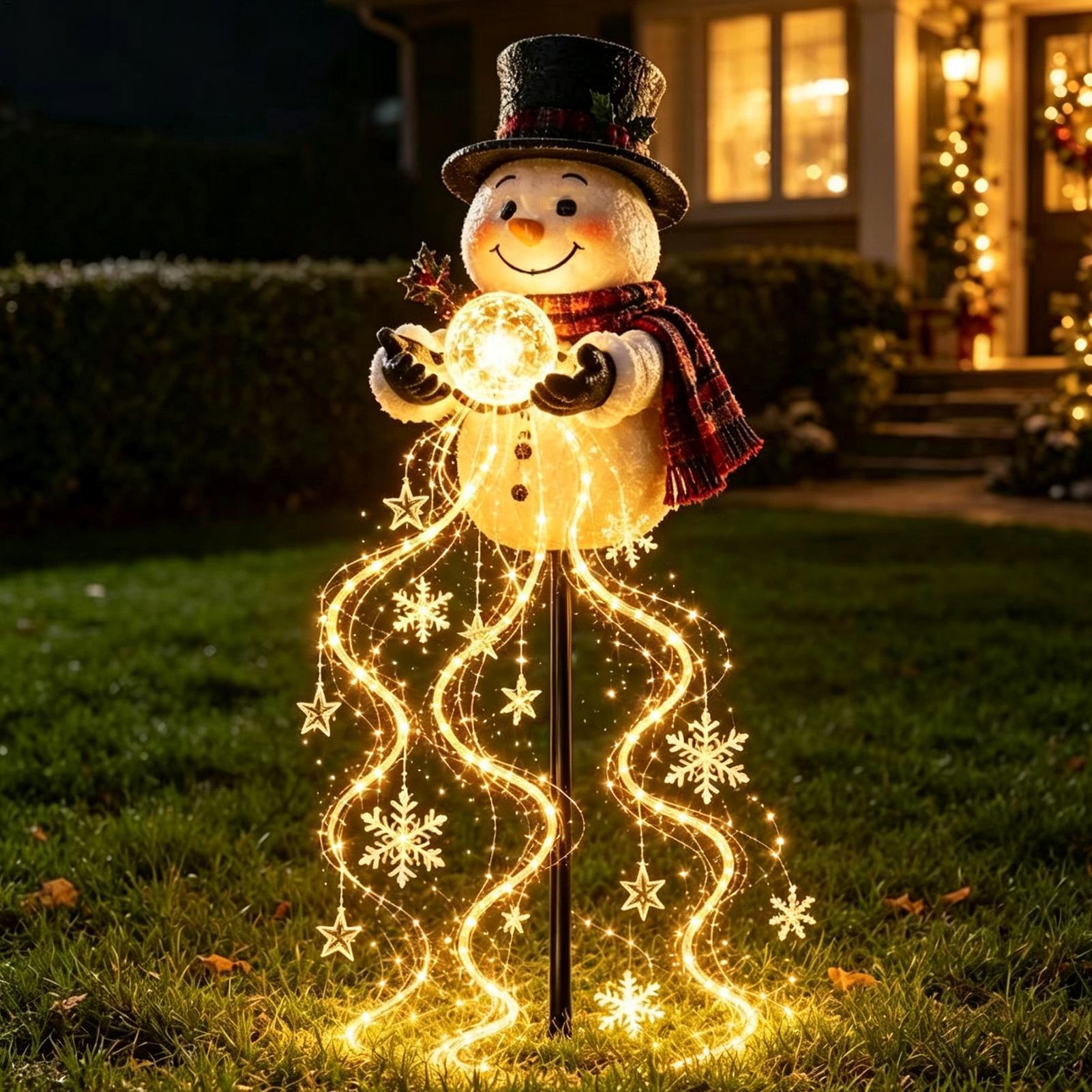 Lighting Christmas Decor - クリスマス用パスウェイライト 60cm ソーラー式 スノーマン型 ストリングライト 防水仕様