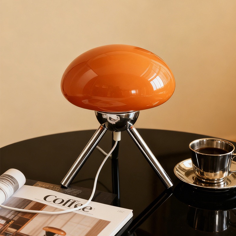 Decor Lighting Lamps - バウハウス北欧風ガラス製マッシュルーム型RGBリモコン付きテーブルランプ レトロモダン寝室ベッドサイド雰囲気装飾ライト
