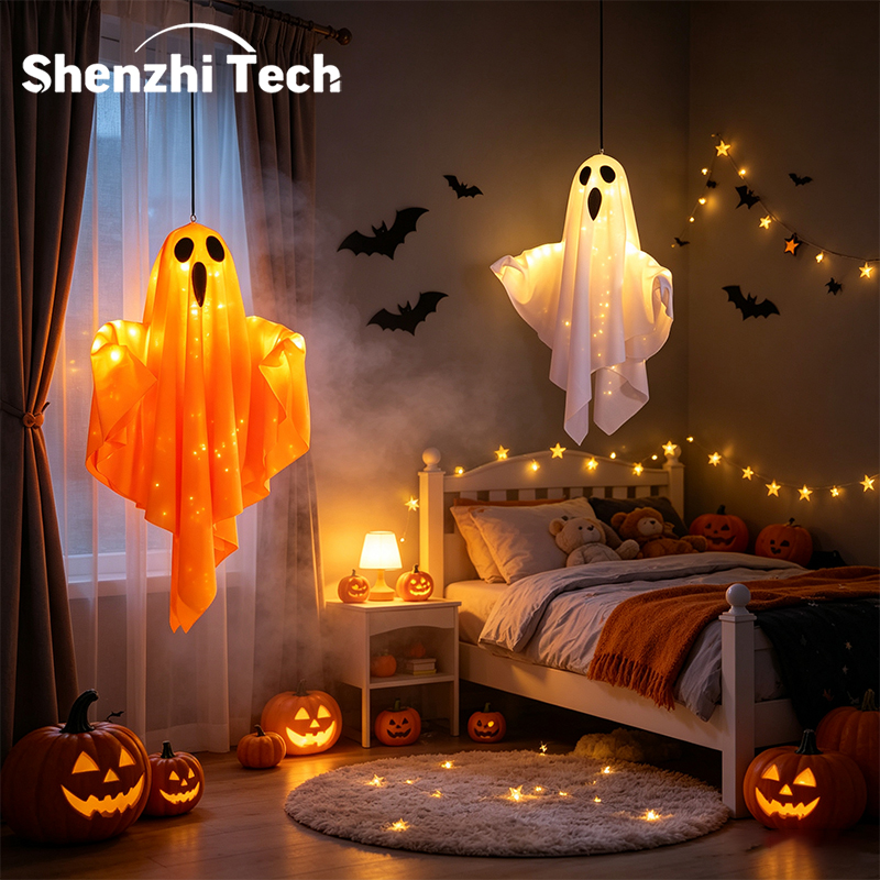 ハロウィーンの吊り下げ式ライトアップゴーストランプ。電池式L - Decor Lighting Lamps のレビューと価格