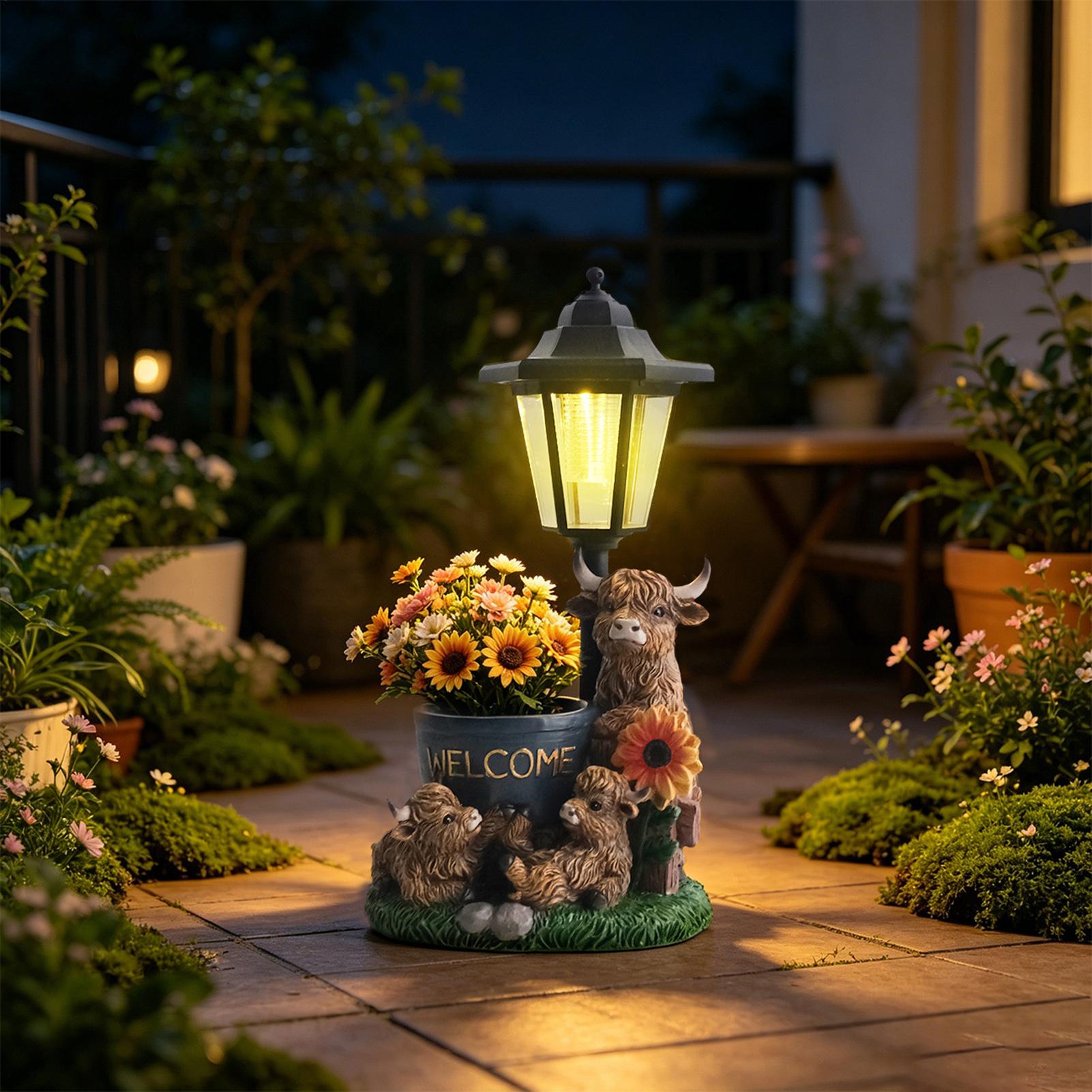 ソーラーガーデンアニマル、装飾用レジン製牛の置物、ライトアッ - Up Lighting Decor のレビューと価格