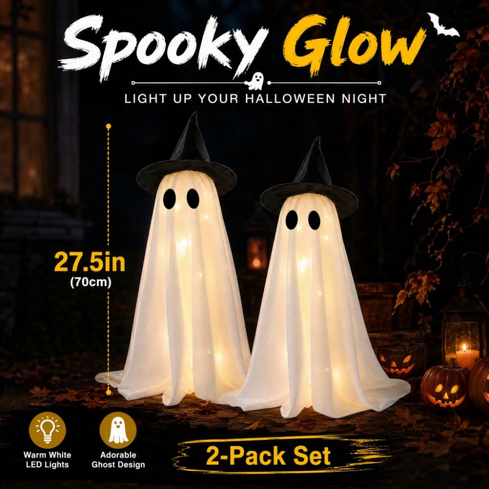 LEDライトアップウィッチハットゴースト2個セット、不気味な - Up Lighting Decor のレビューと価格